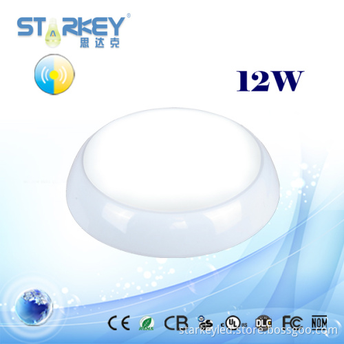12W IP65 Dimmable LED Bulkhead Ceiling Light with Microwave Sensor